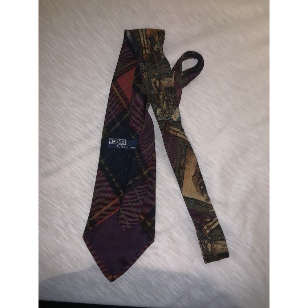 VINTAGE Polo Ralph Lauren Golf Scene 100% Silk Handmade Neck tie RARE - Picture 4 of 6